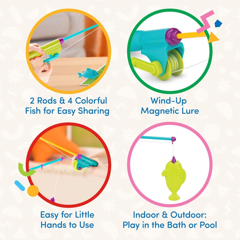 Battat â€“ Play Rod & Reel â€“ Wind â€“ Up Magnetic Lure â€“ 2 Rods & 4 Colorful Fish â€“ Beach & Water Toys â€“ 3+ Yearsâ€“ Magnetic Fishing Set - Image 4